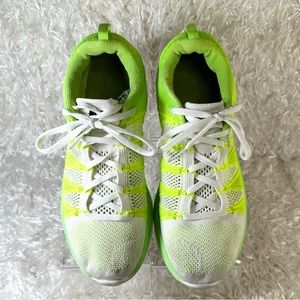 Nike Flyknit Lunar 2 Lunarlon White/Electric Green and Black Women’s Size 10